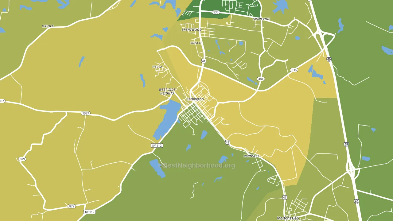 Earlington, KY block-group voter-turnout map