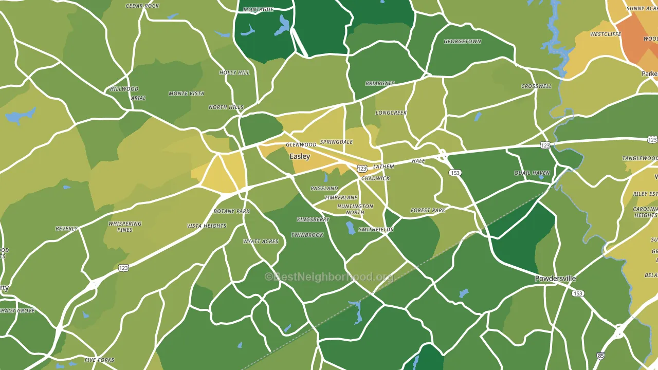 Easley, SC block-group voter-turnout map