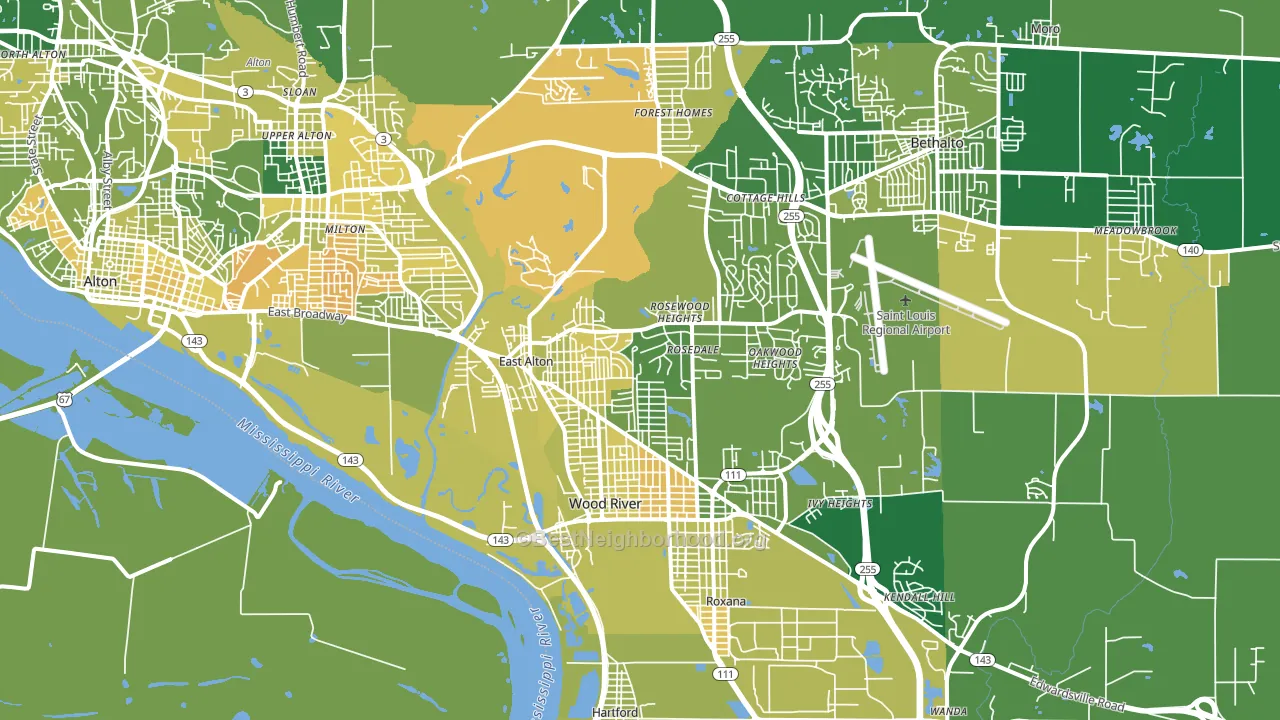 East Alton, IL block-group voter-turnout map