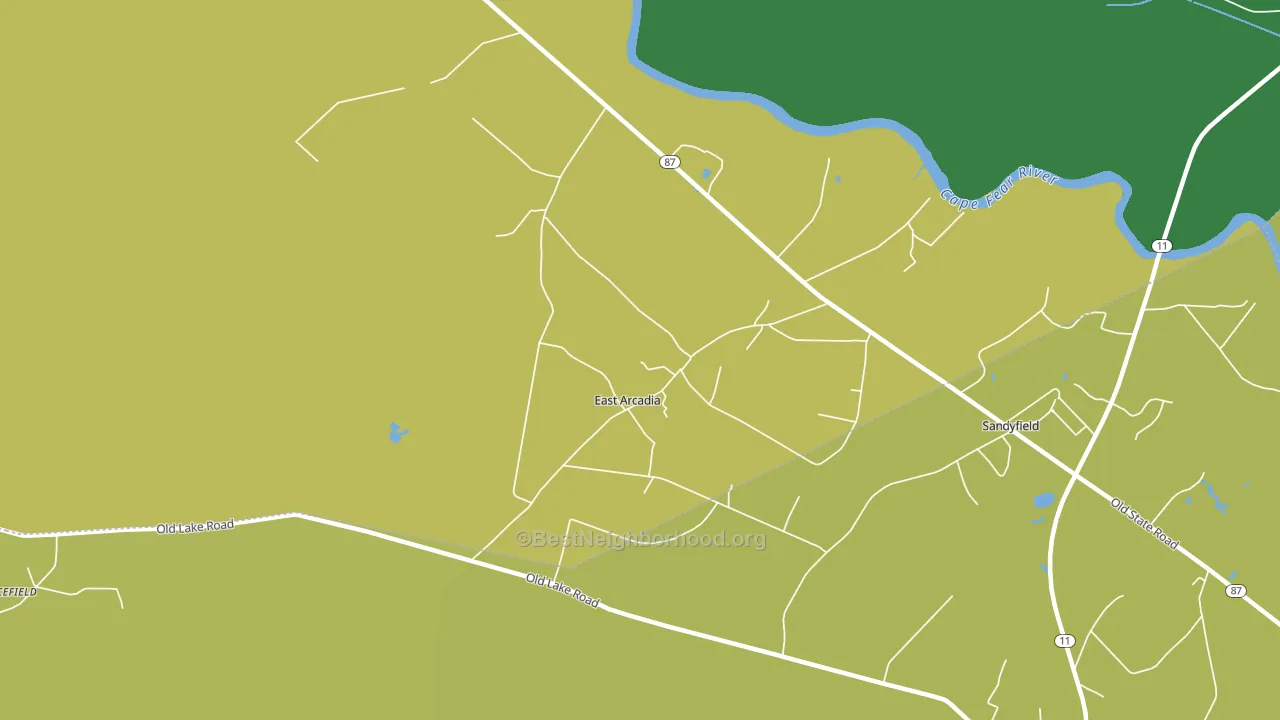East Arcadia, NC block-group voter-turnout map