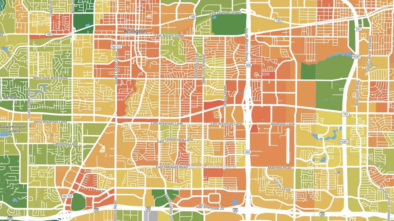 East Arlington, Arlington, TX block-group voter-turnout map