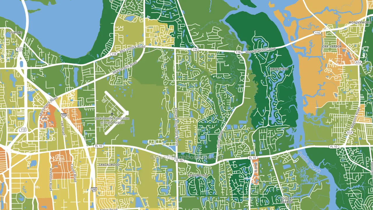 East Arlington, Jacksonville, FL block-group voter-turnout map