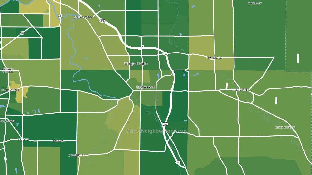 East Aurora, NY block-group voter-turnout map