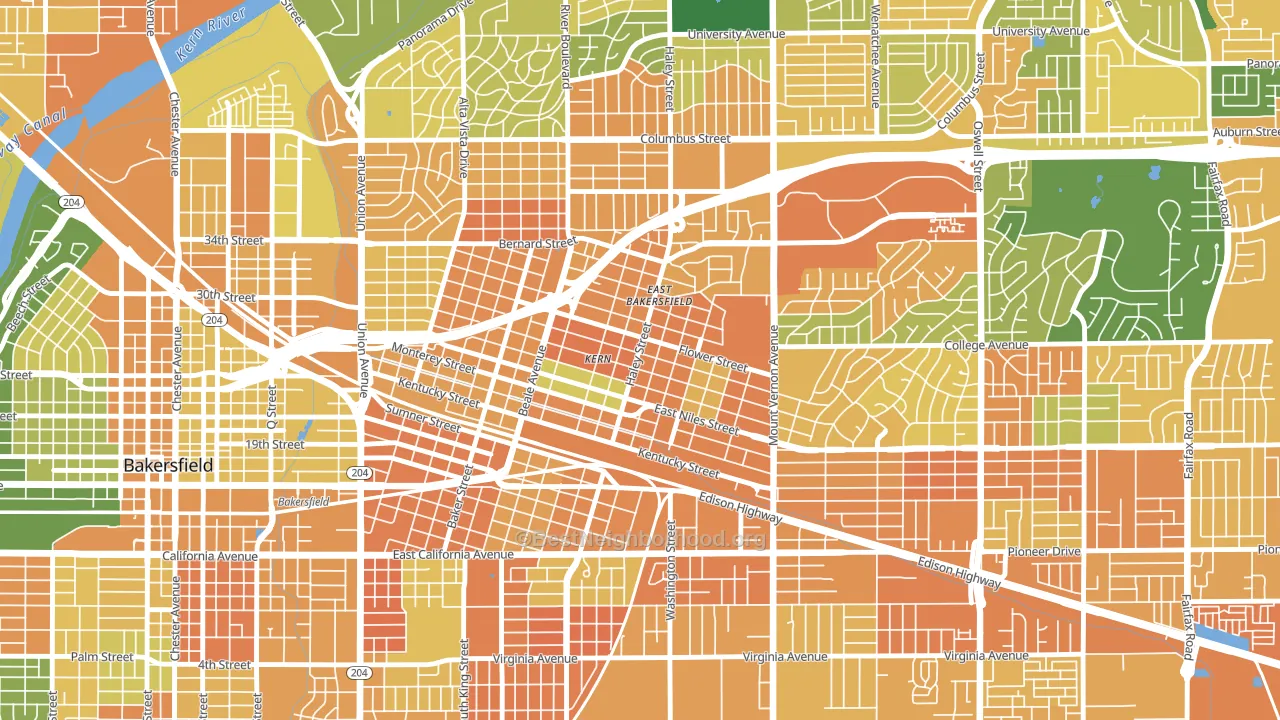 East Bakersfield, Bakersfield, CA block-group voter-turnout map