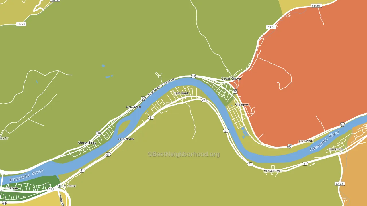 East Bank, WV block-group voter-turnout map