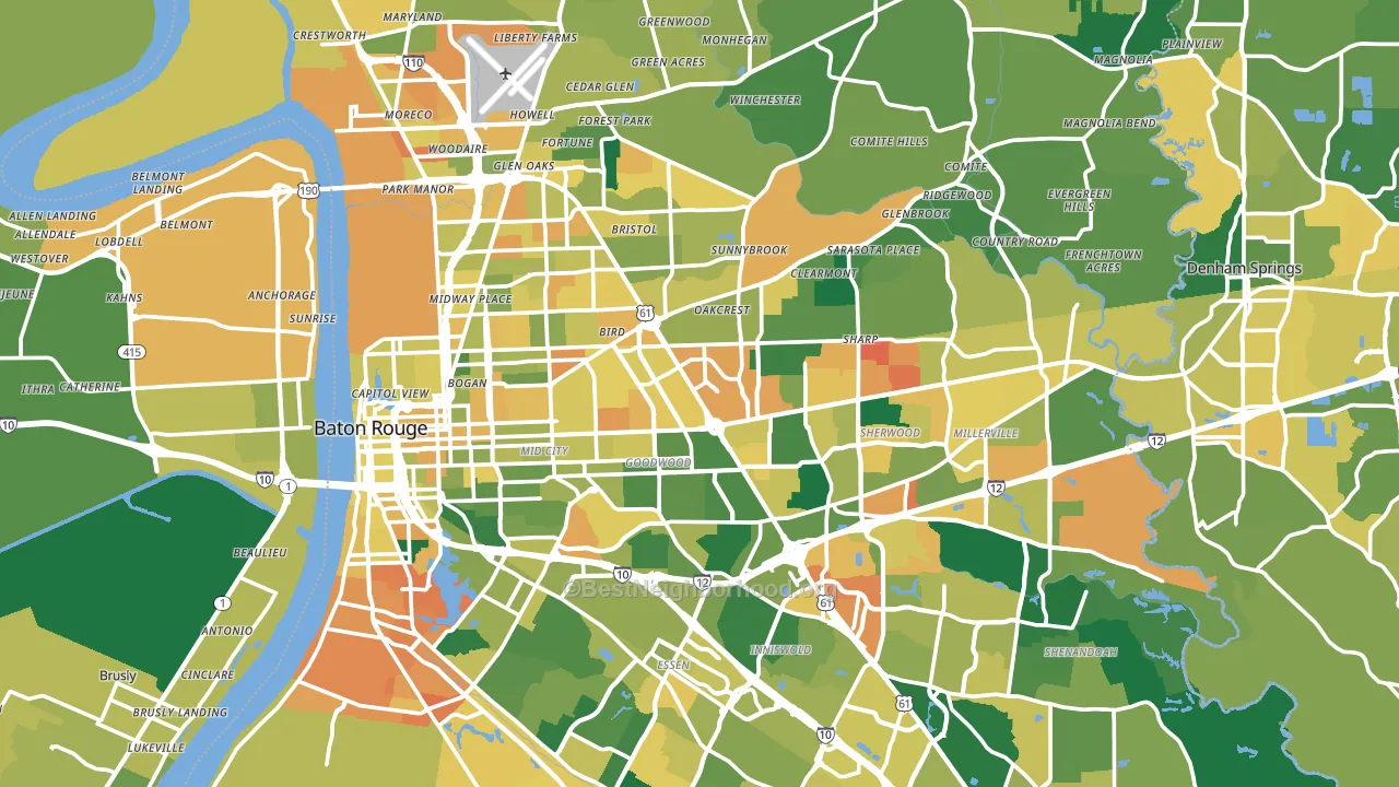 East Baton Rouge Parish, LA block-group voter-turnout map