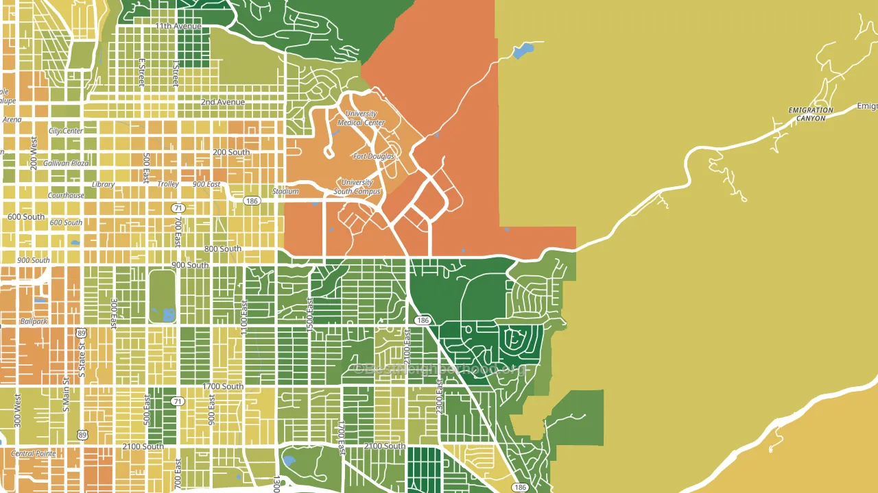 East Bench, Salt Lake City, UT block-group voter-turnout map