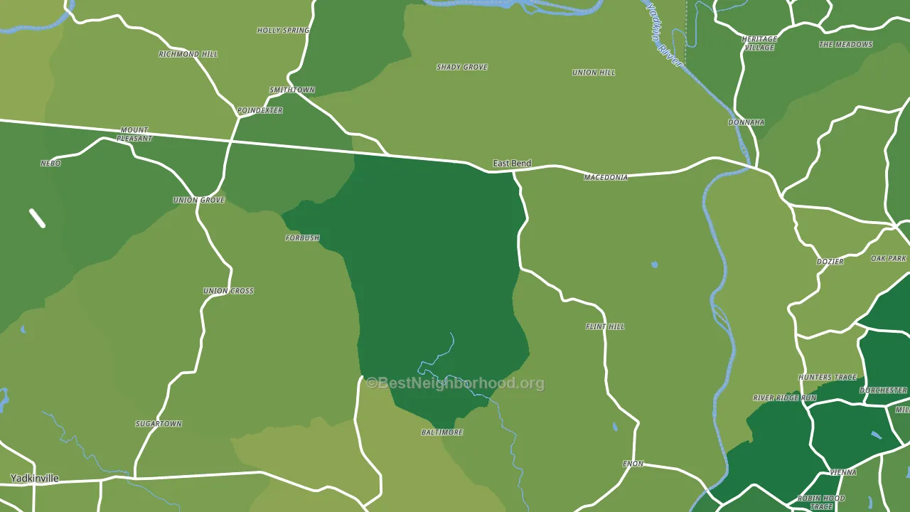 East Bend, NC block-group voter-turnout map