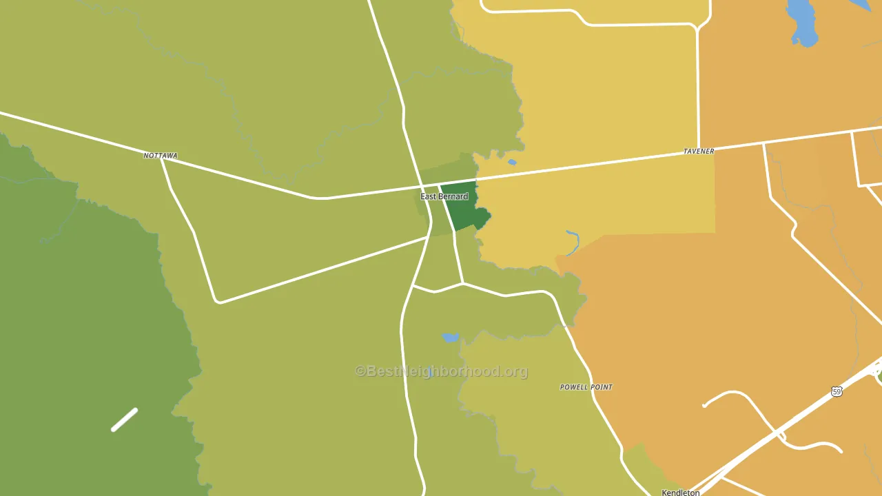East Bernard, TX block-group voter-turnout map