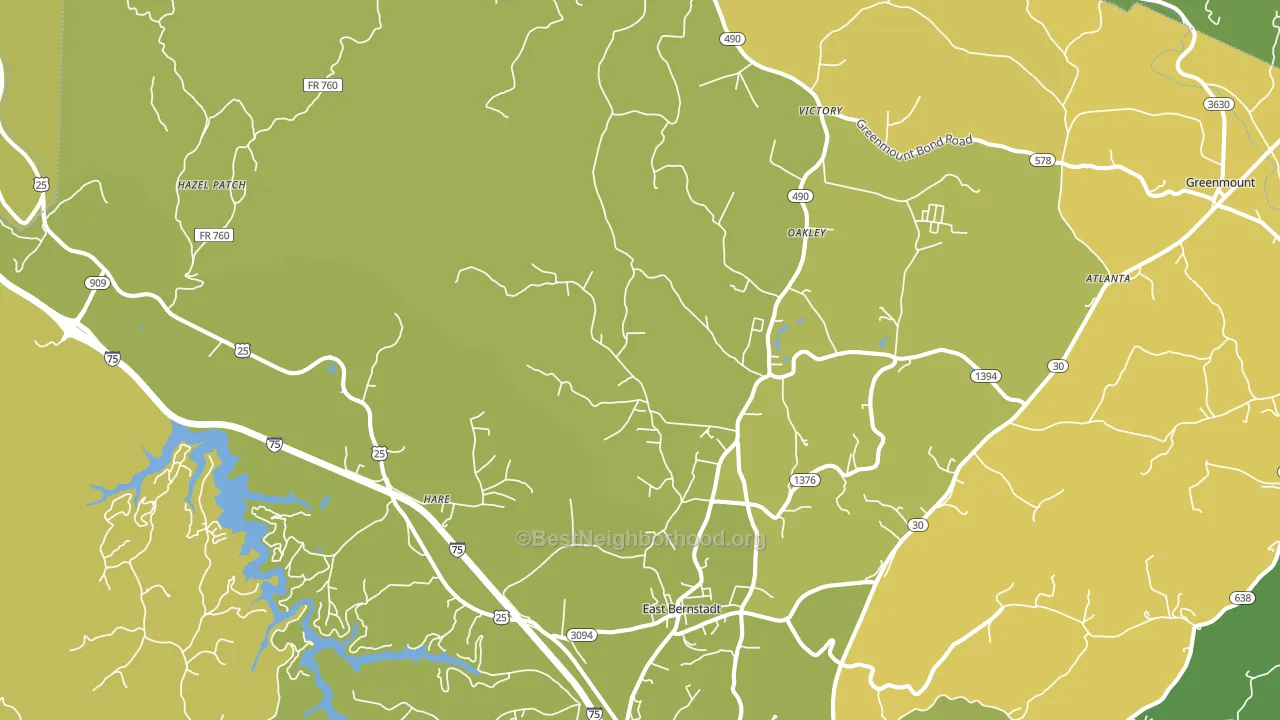 East Bernstadt, KY block-group voter-turnout map