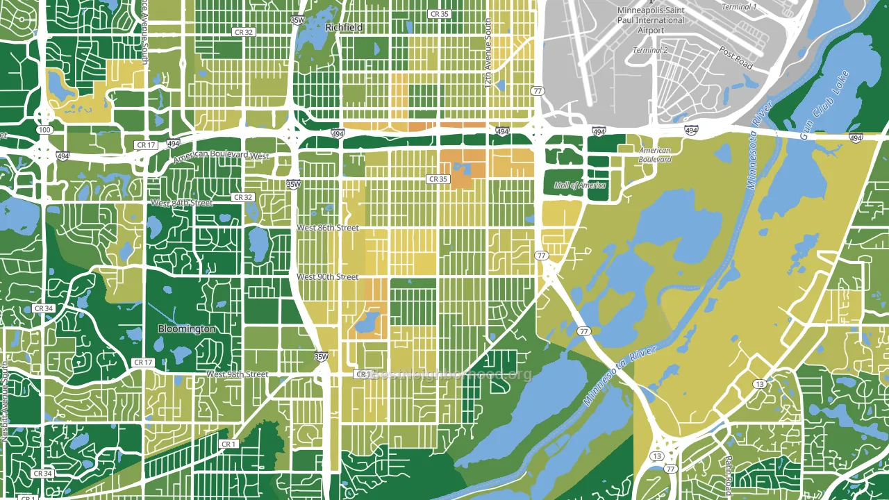 East Bloomington, Bloomington, MN block-group voter-turnout map