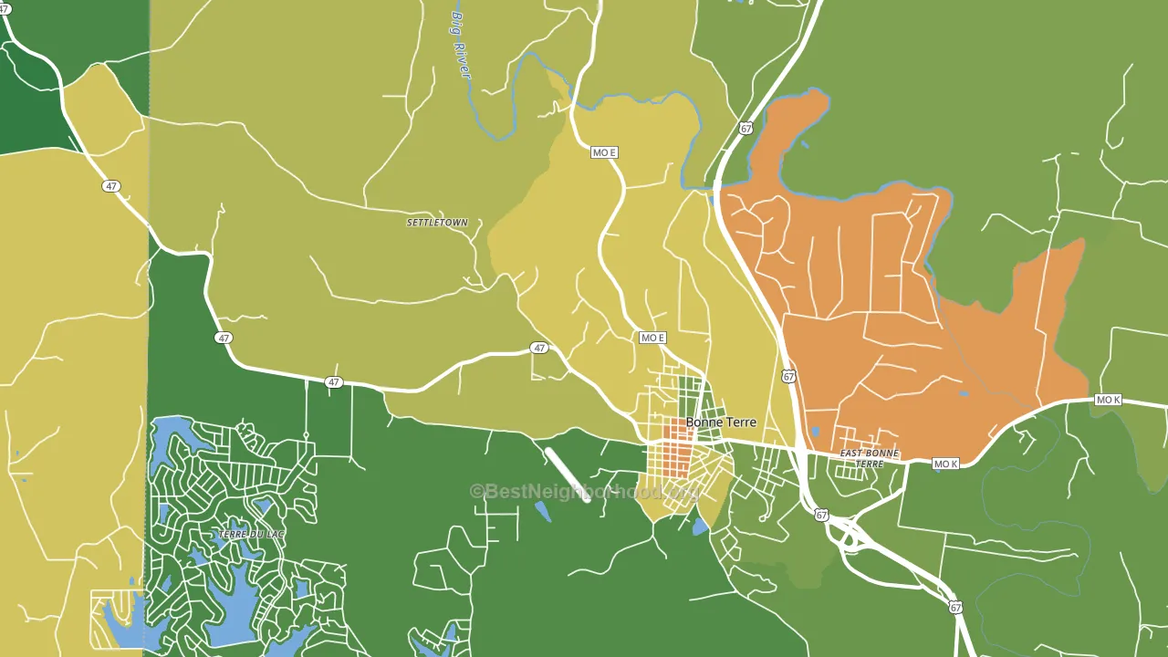 East Bonne Terre, MO block-group voter-turnout map
