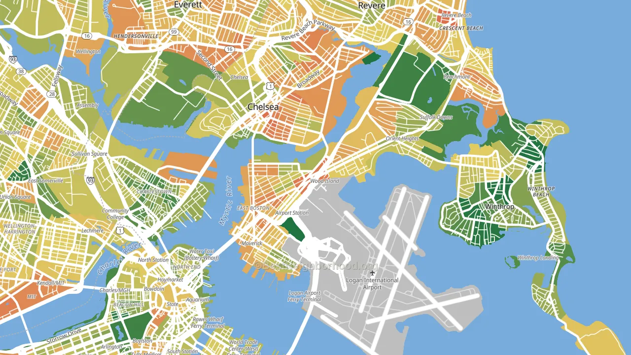 East Boston, Boston, MA block-group voter-turnout map