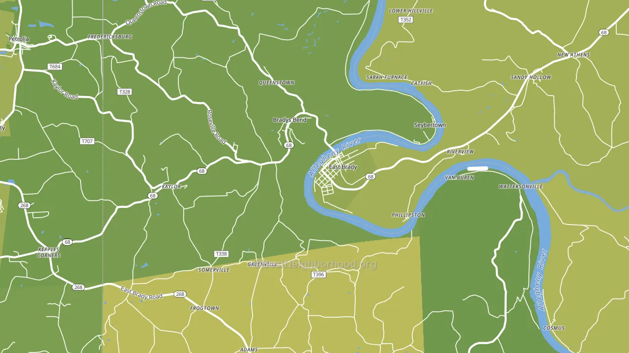 East Brady, PA block-group voter-turnout map