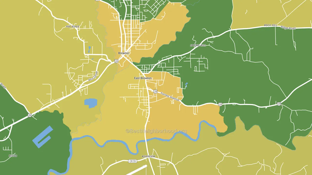 East Brewton, AL block-group voter-turnout map