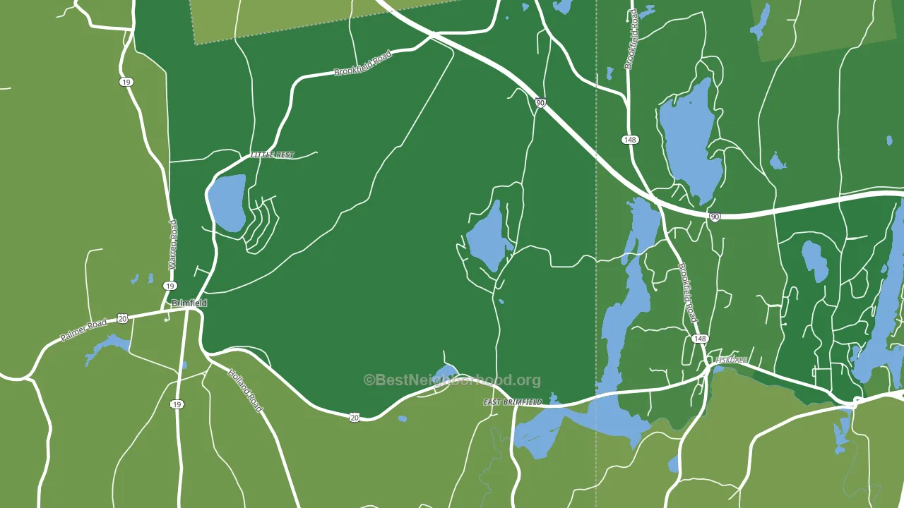 East Brimfield, MA block-group voter-turnout map