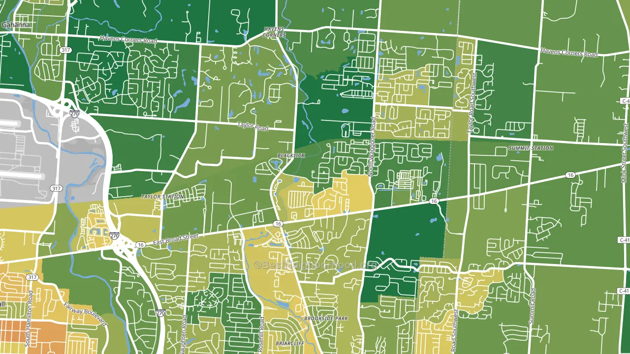 East Broad, Black Lick, OH block-group voter-turnout map