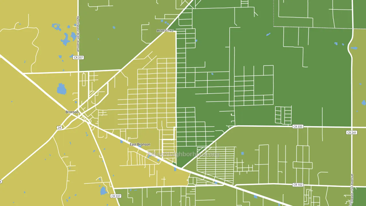 East Bronson, FL block-group voter-turnout map