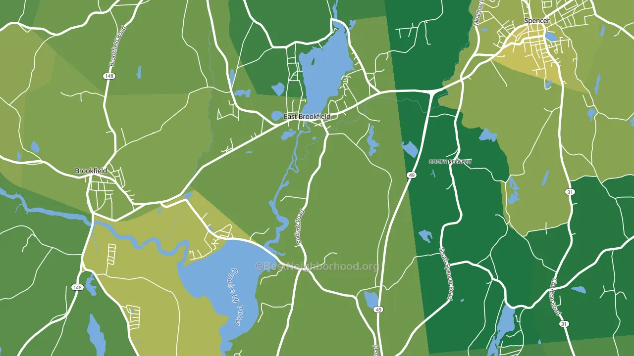 East Brookfield, MA block-group voter-turnout map