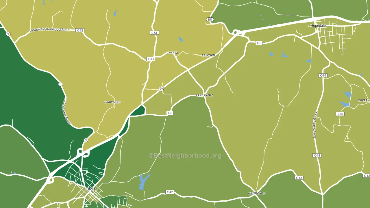 East Cadiz, OH block-group voter-turnout map