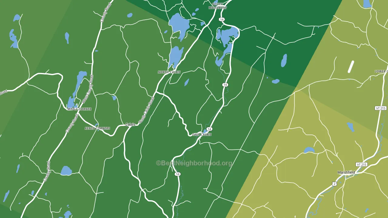 East Calais, VT block-group voter-turnout map