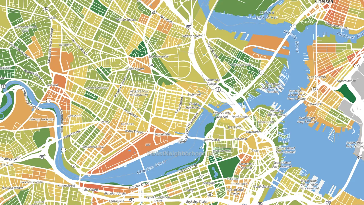 East Cambridge, Cambridge, MA block-group voter-turnout map