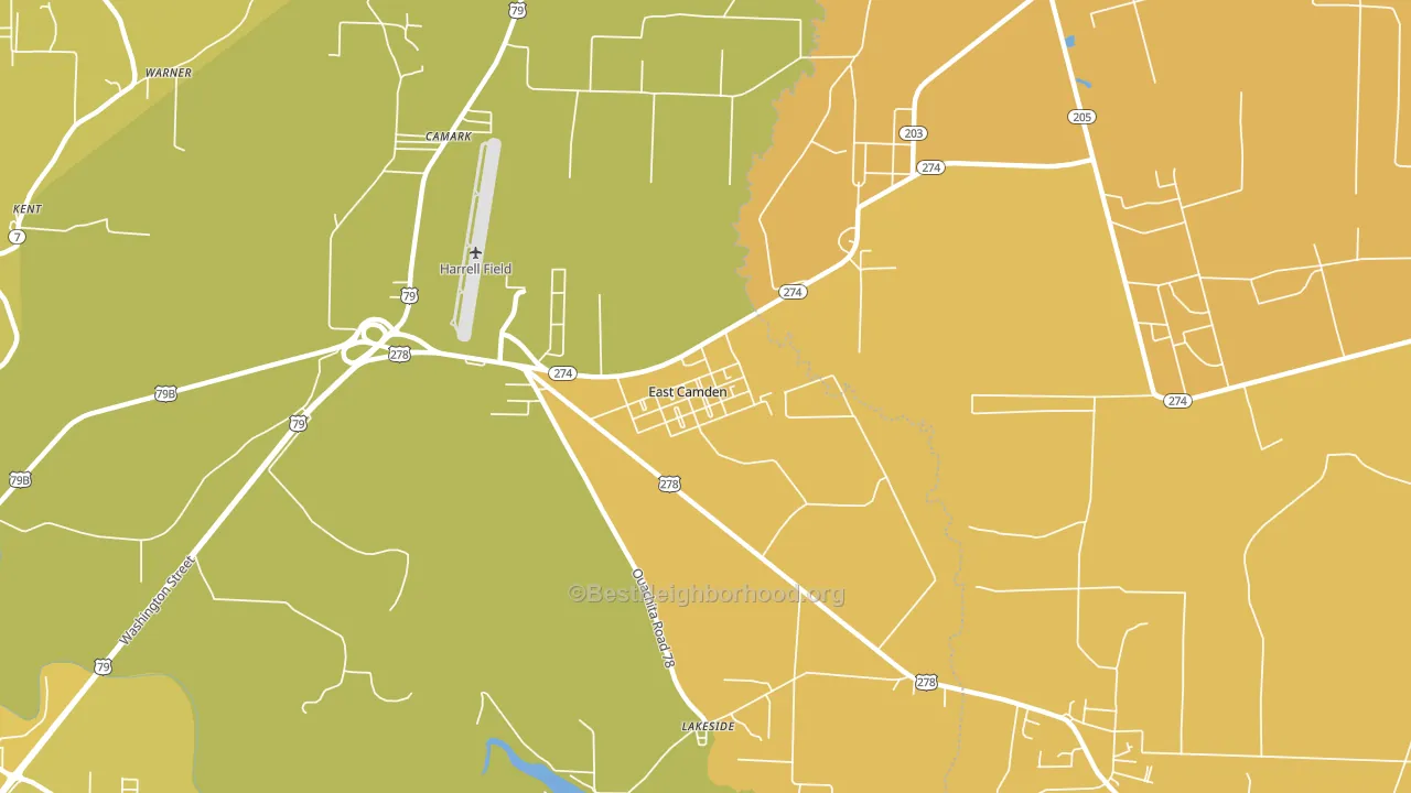 East Camden, AR block-group voter-turnout map