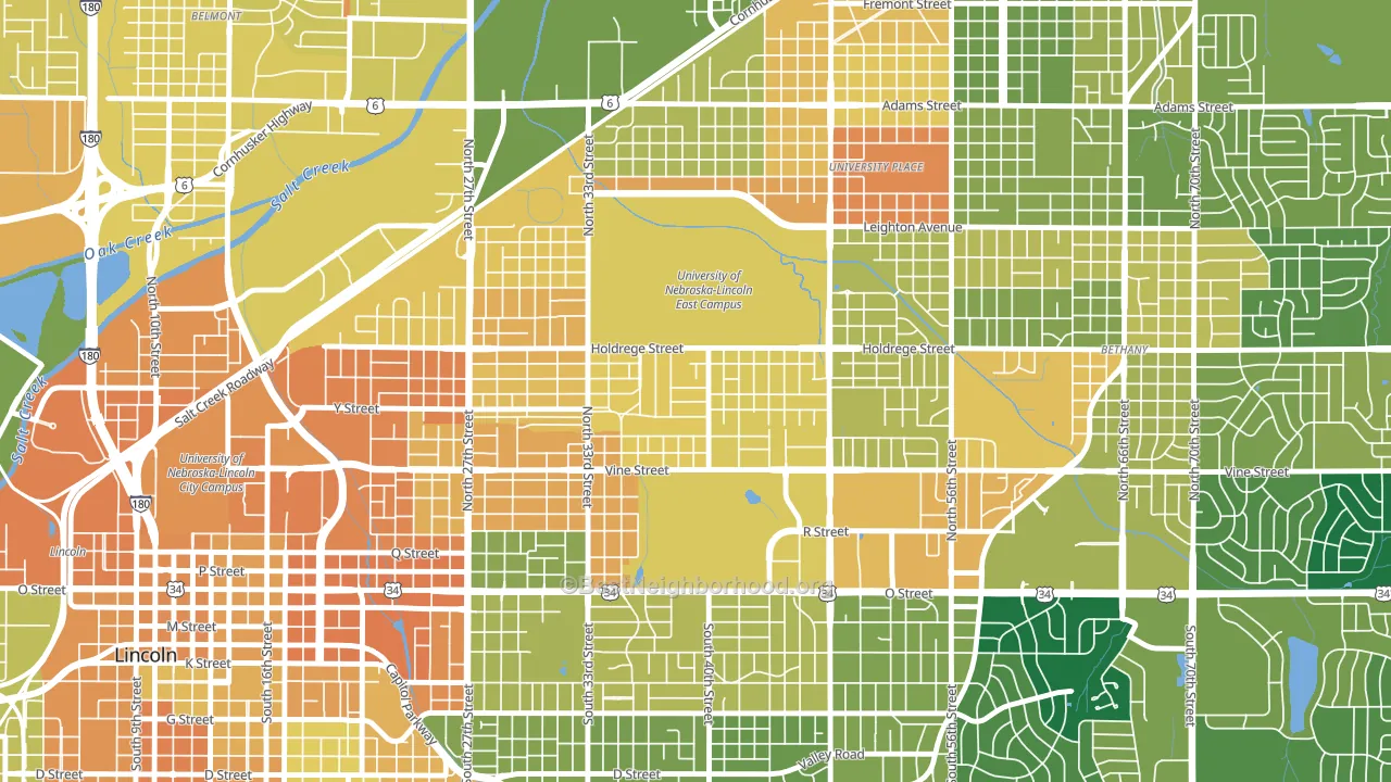 East Campus, Lincoln, NE block-group voter-turnout map