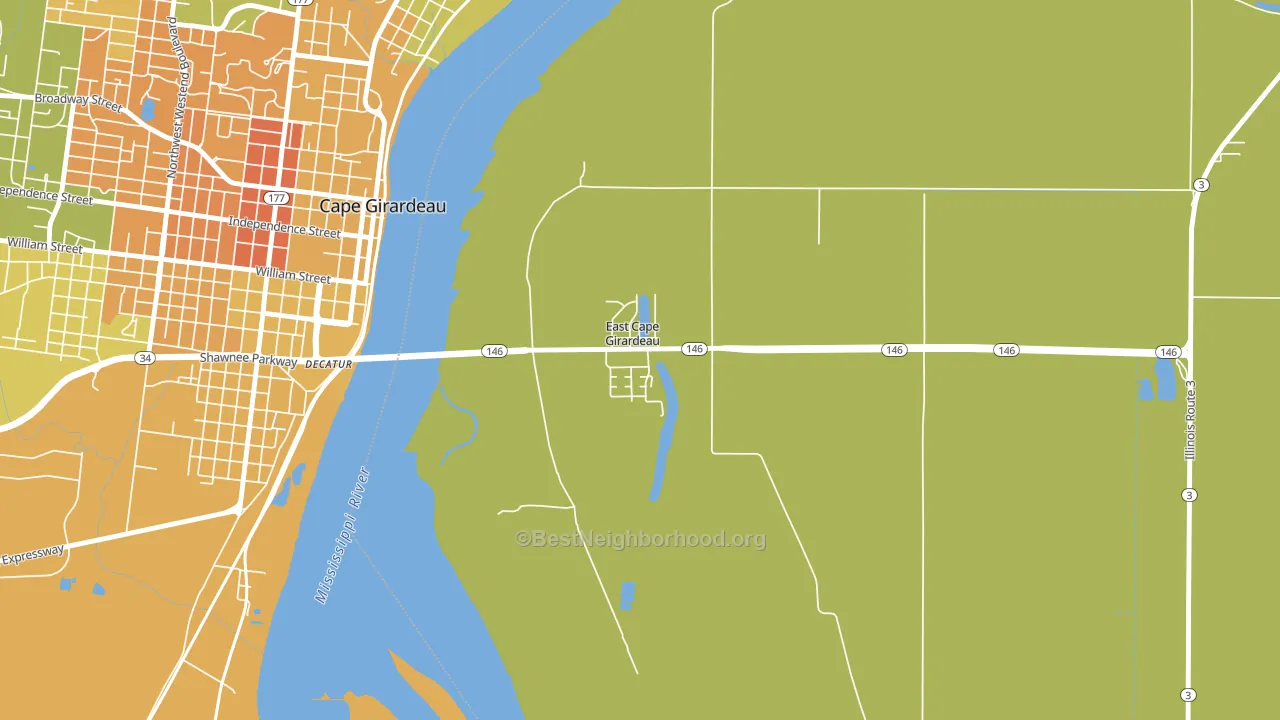 East Cape Girardeau, IL block-group voter-turnout map