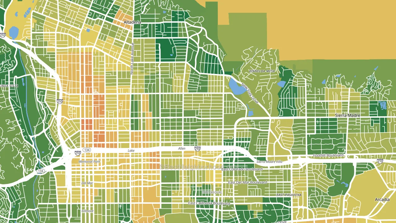 East Central, Pasadena, CA block-group voter-turnout map