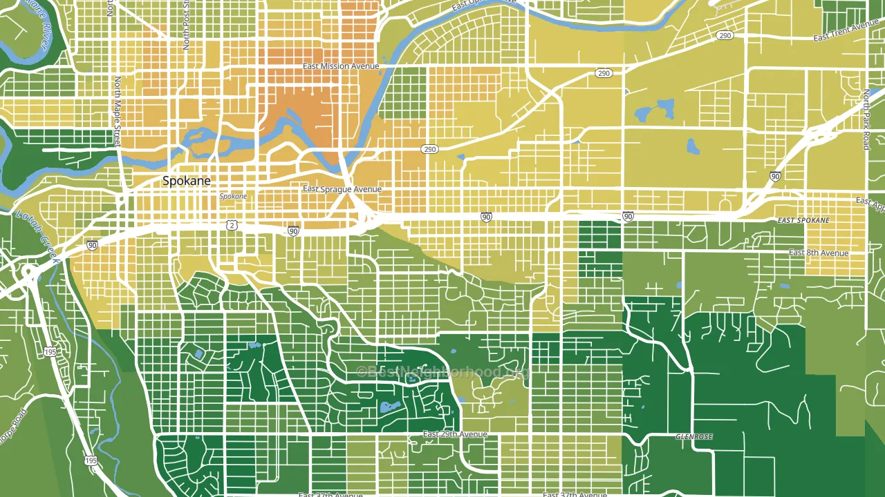 East Central, Spokane, WA block-group voter-turnout map
