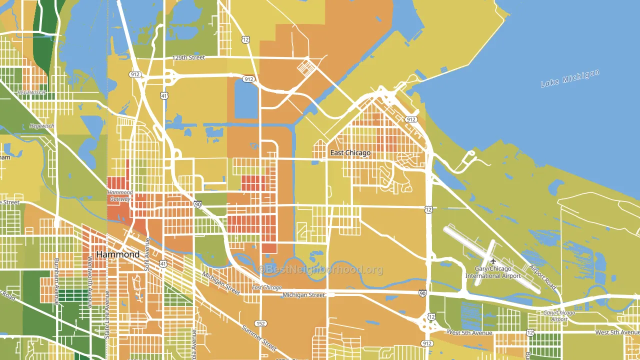 East Chicago, IN block-group voter-turnout map