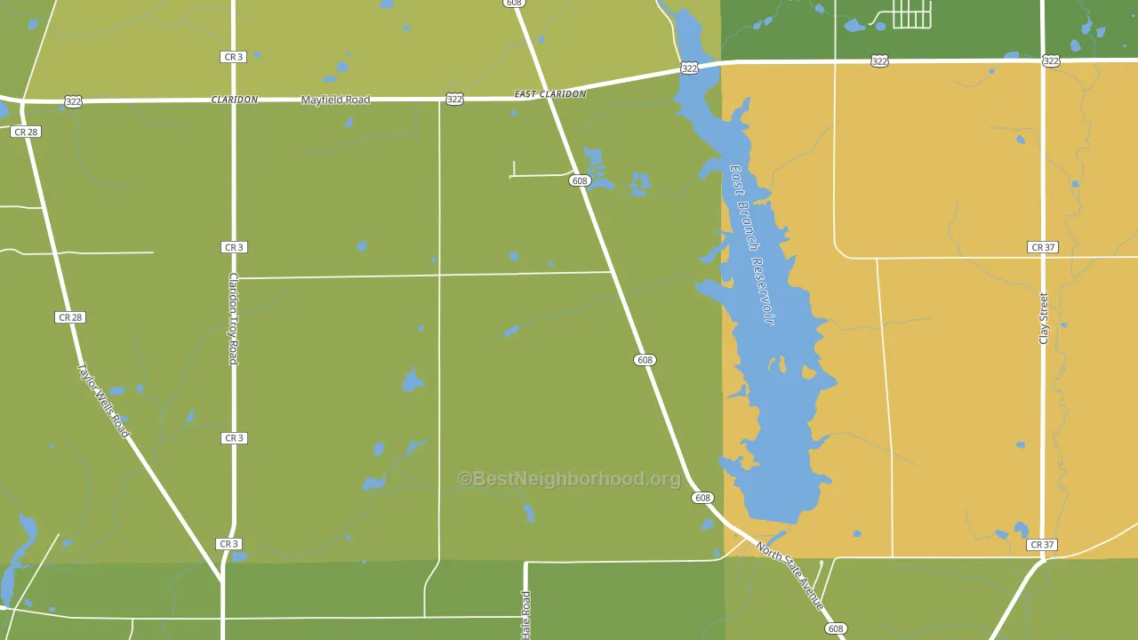 East Claridon, OH block-group voter-turnout map