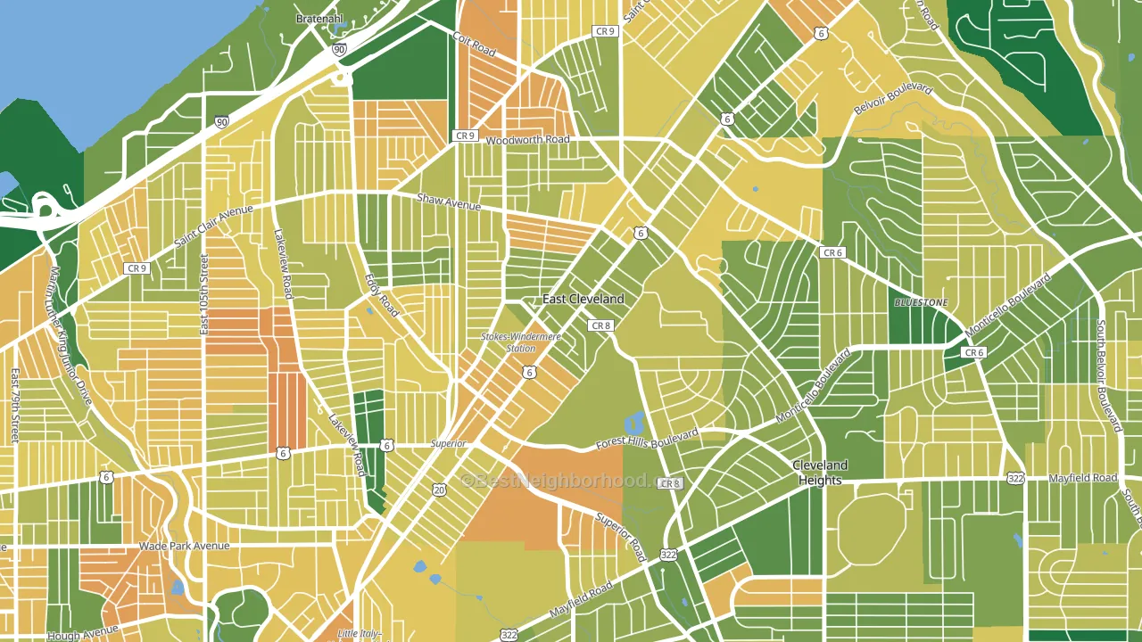 East Cleveland, OH block-group voter-turnout map