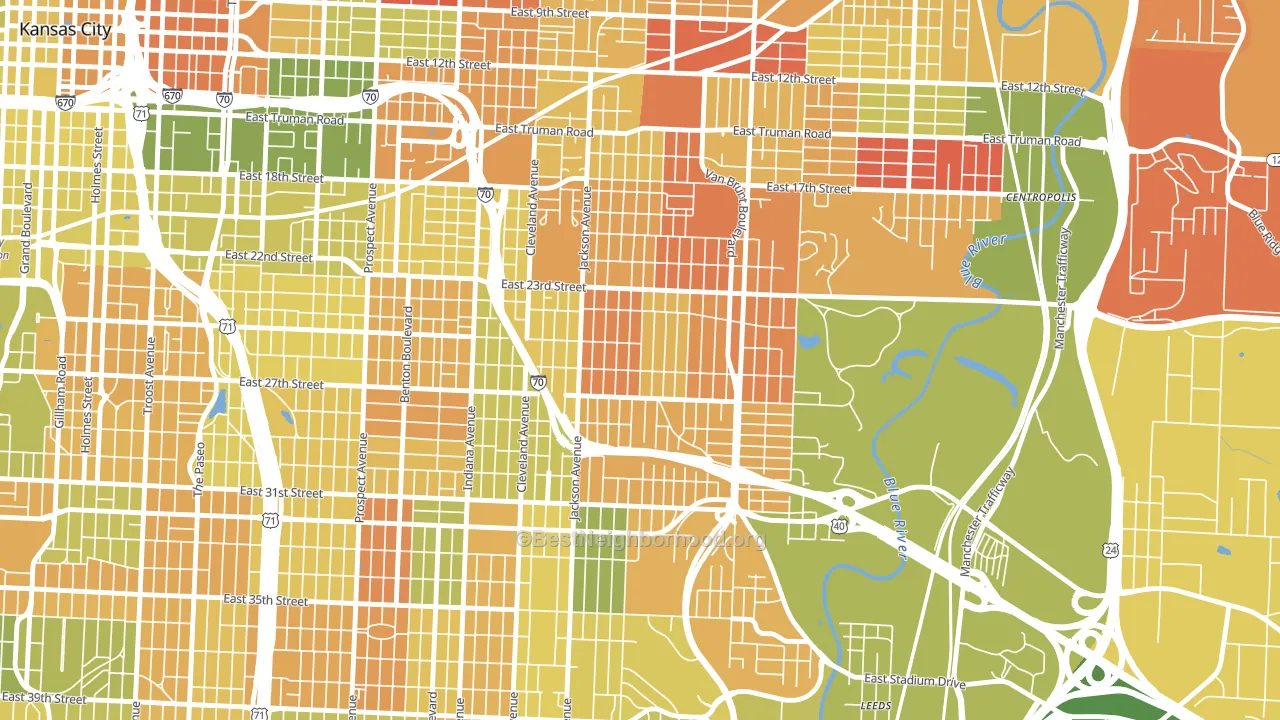 East Community Team South, Kansas City, MO block-group voter-turnout map