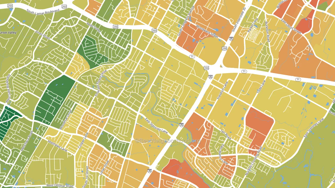 East Congress, Austin, TX block-group voter-turnout map