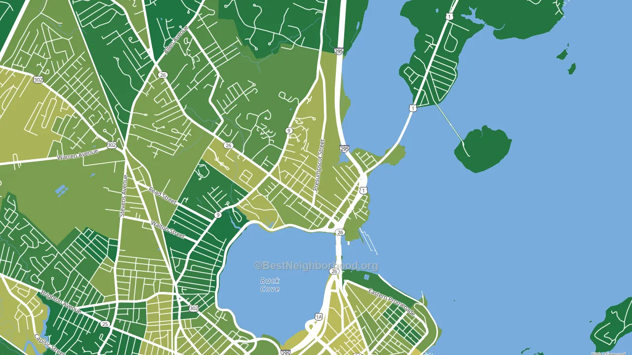 East Deering, Portland, ME block-group voter-turnout map