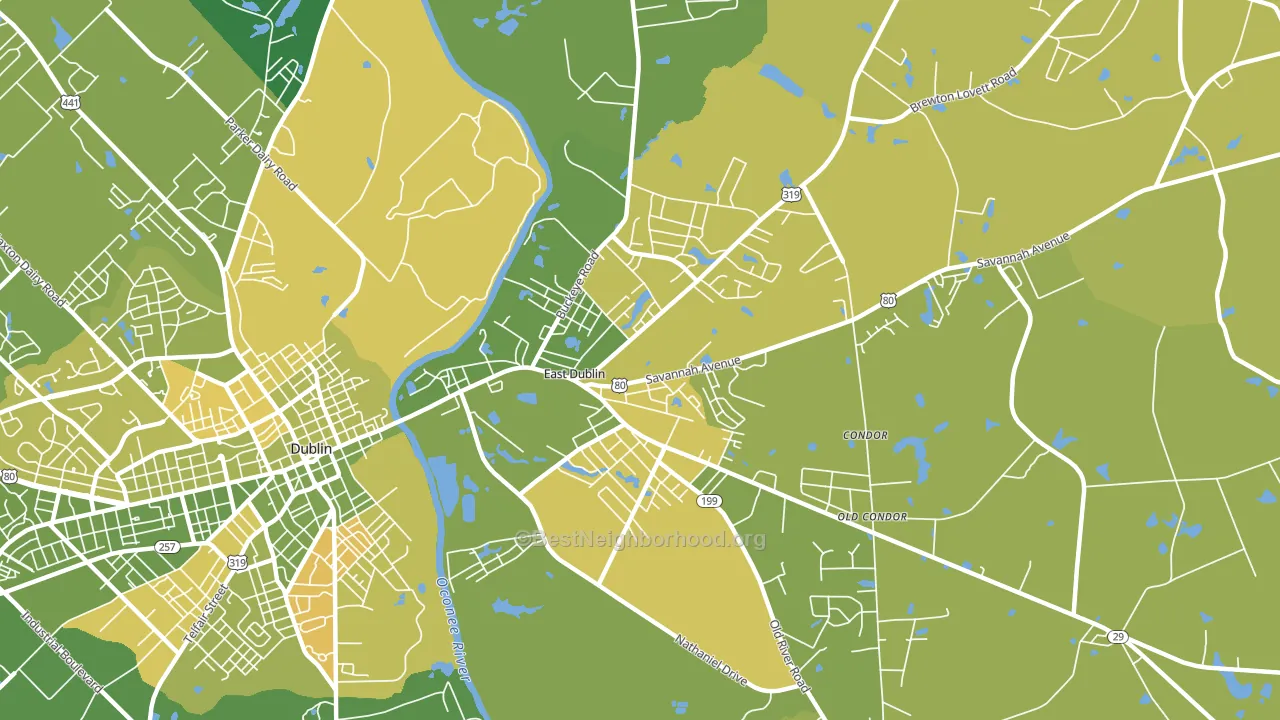 East Dublin, GA block-group voter-turnout map
