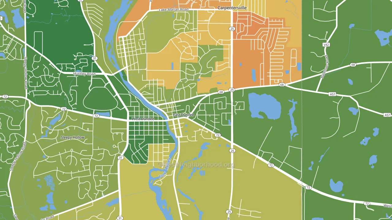 East Dundee, IL block-group voter-turnout map