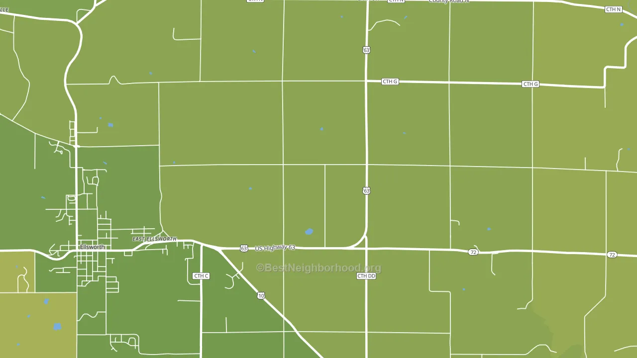 East Ellsworth, WI block-group voter-turnout map
