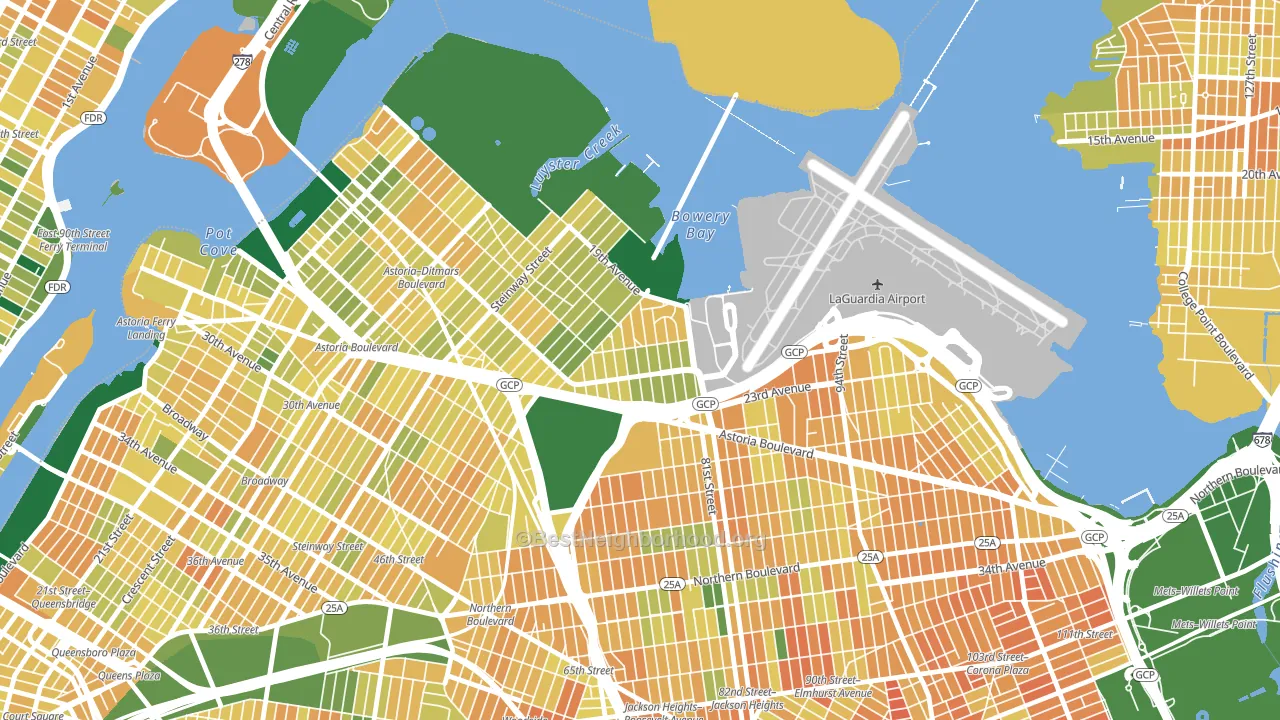 East Elmhurst, Queens, NY block-group voter-turnout map