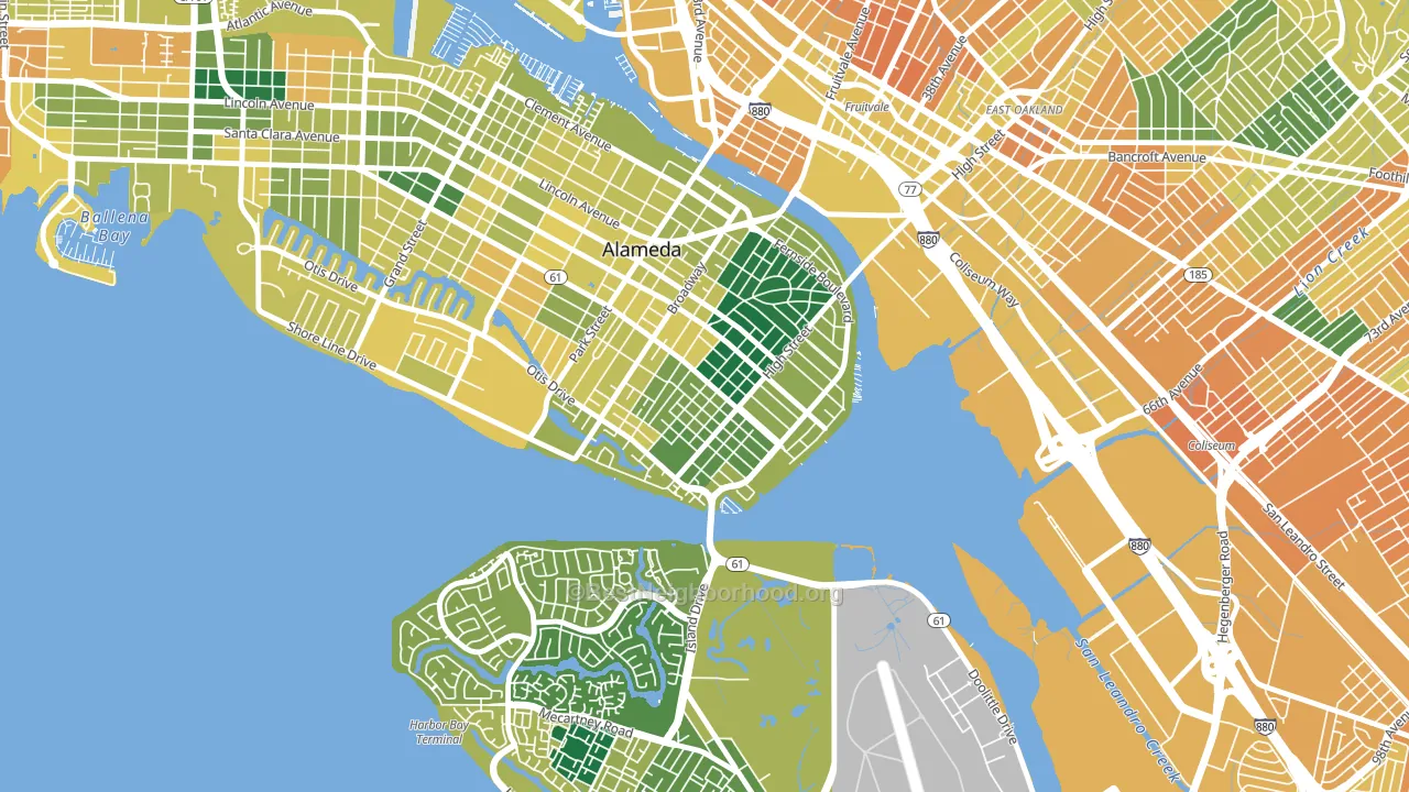 East End, Alameda, CA block-group voter-turnout map