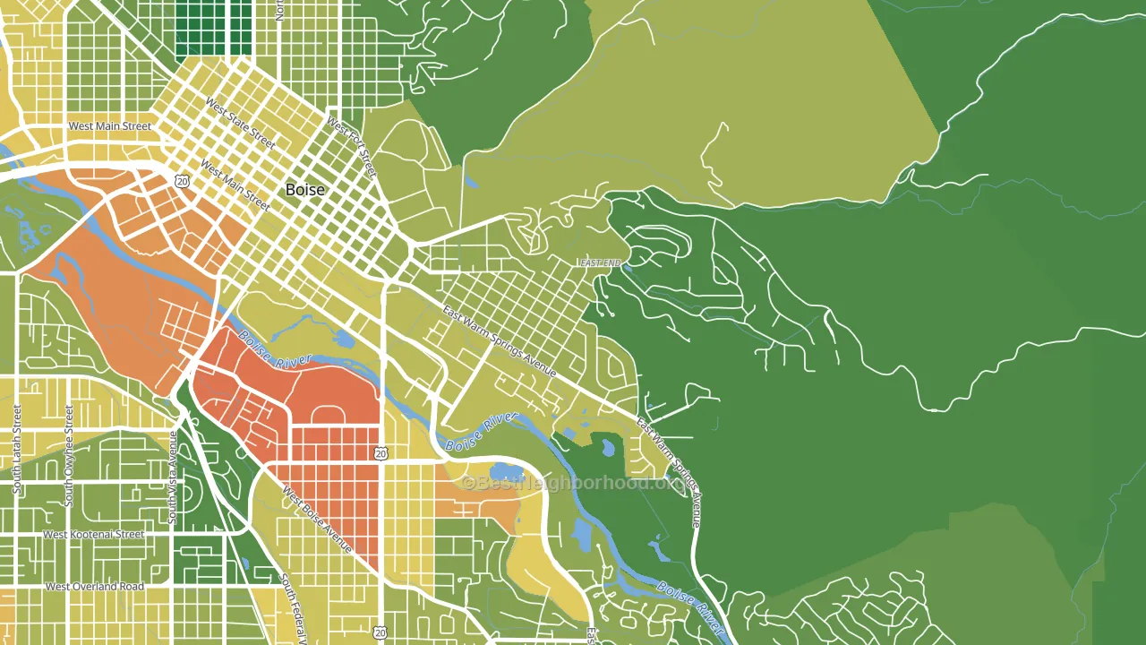 East End, Boise, ID block-group voter-turnout map