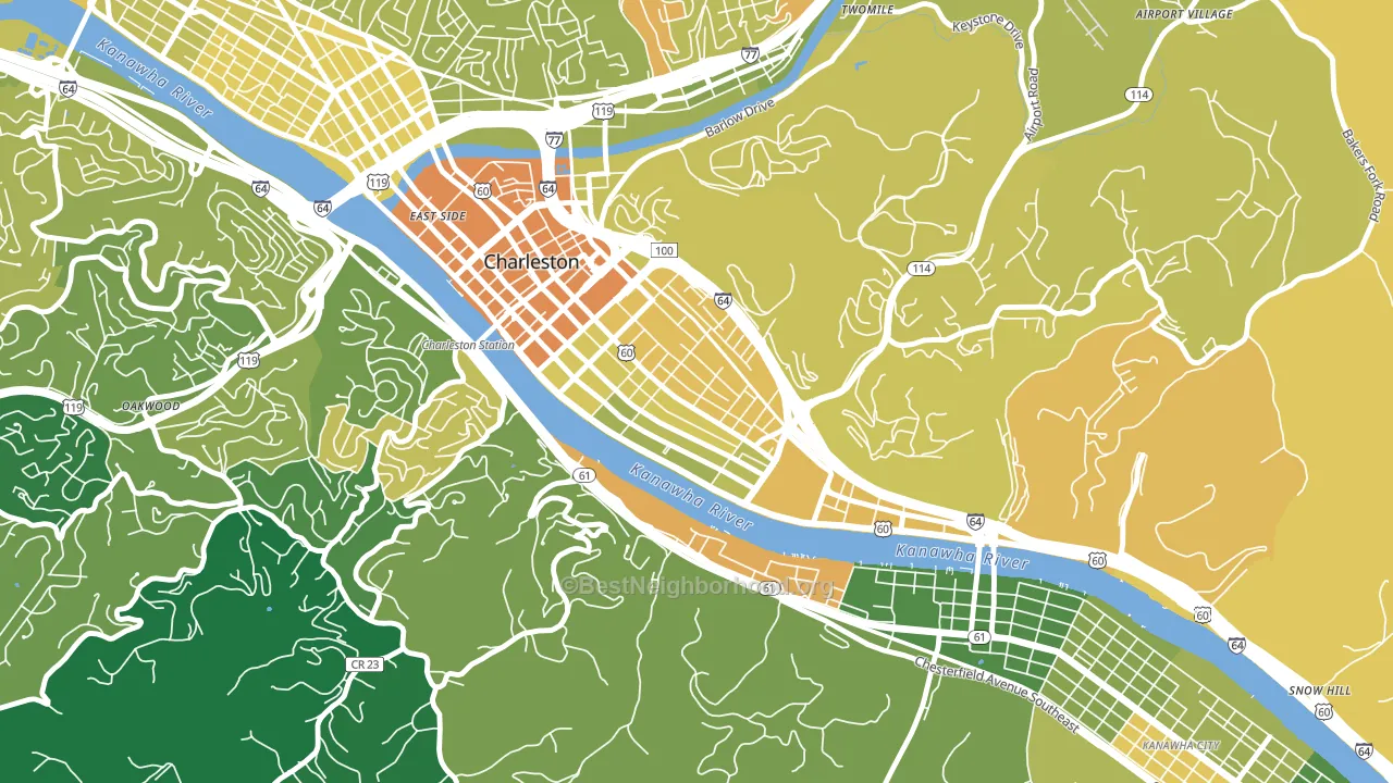 East End, Charleston, WV block-group voter-turnout map