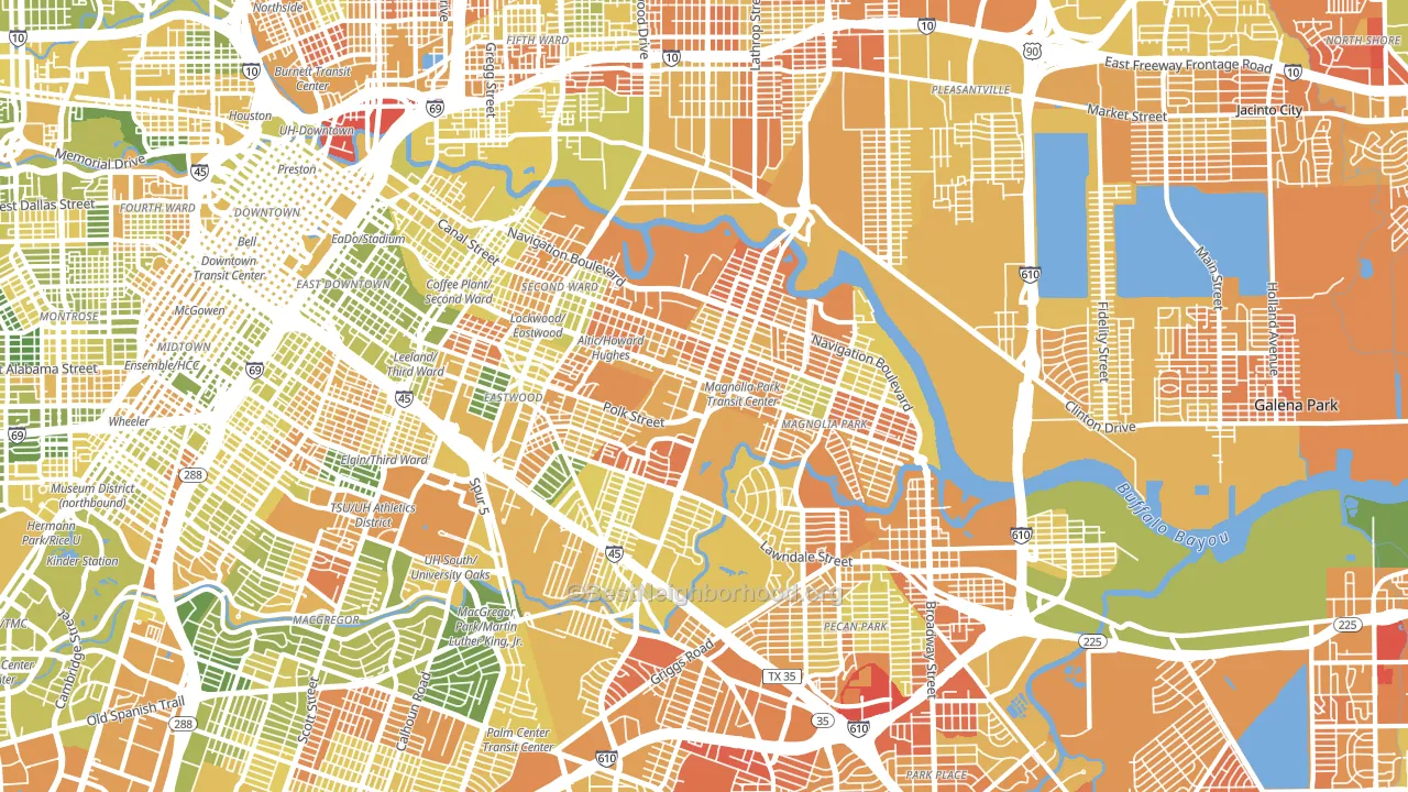 East End, Houston, TX block-group voter-turnout map