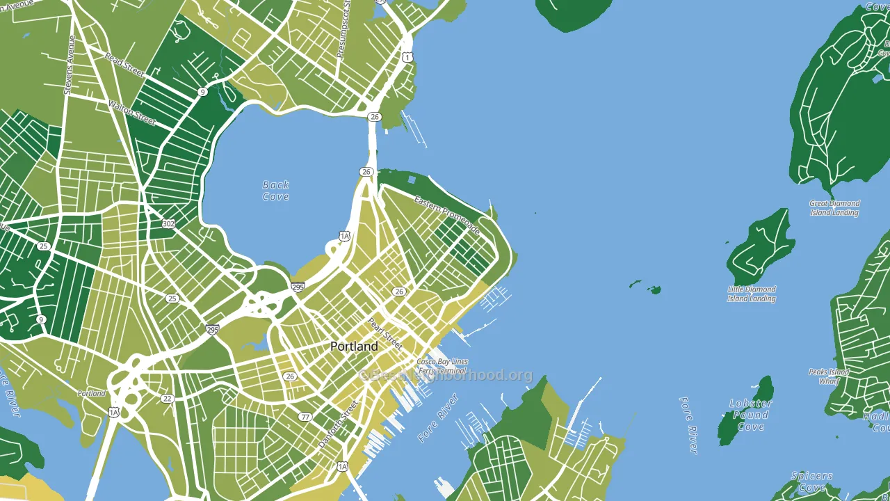 East End, Portland, ME block-group voter-turnout map