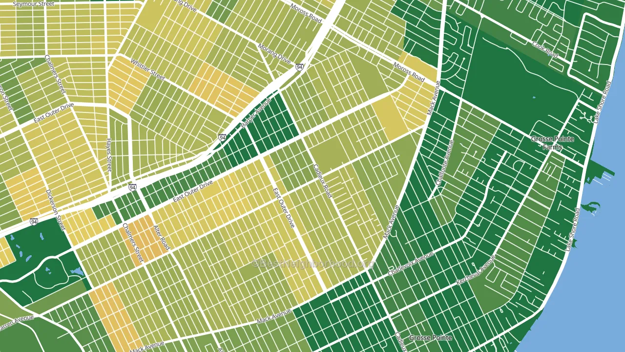 East English Village, Detroit, MI block-group voter-turnout map