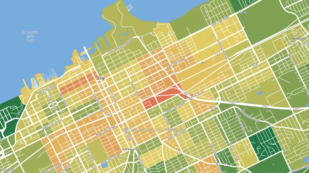 East Erie, Erie, PA block-group voter-turnout map