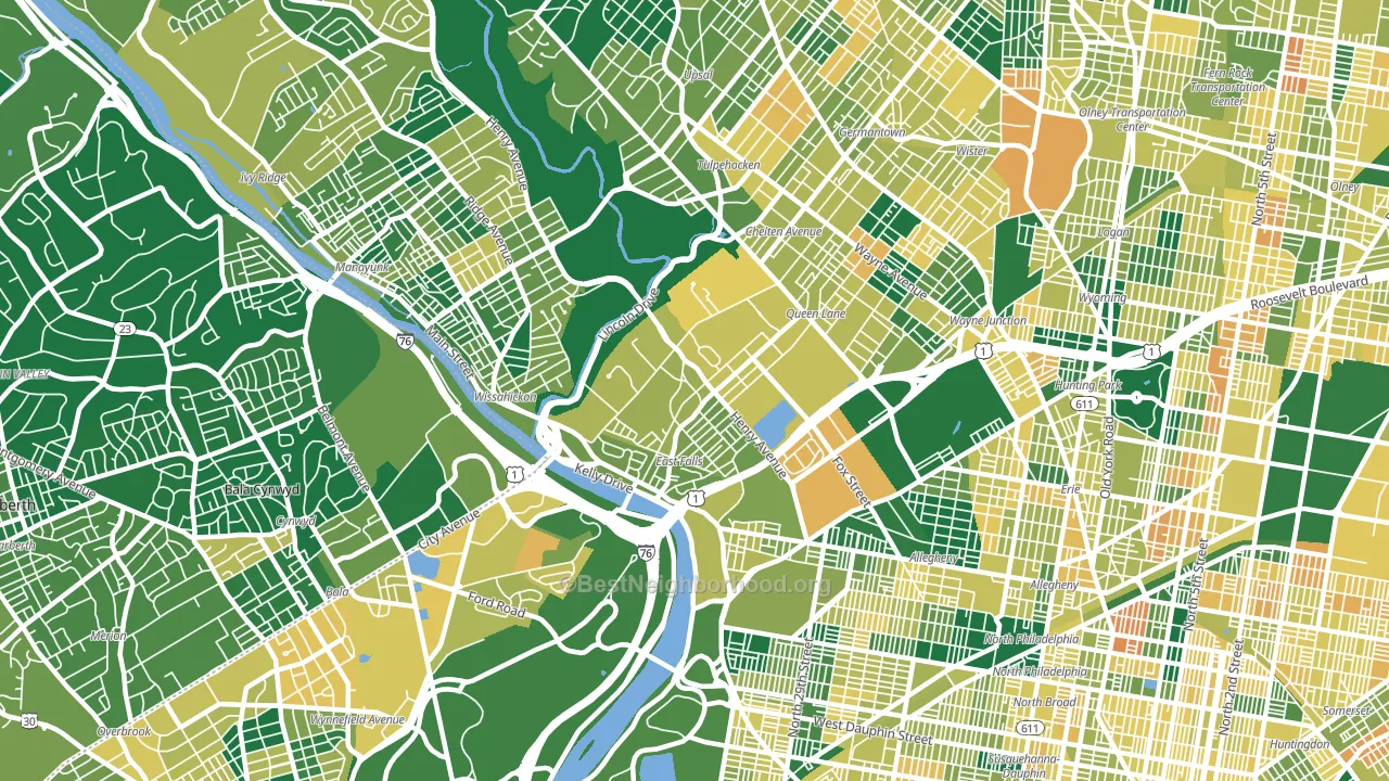 East Falls, Philadelphia, PA block-group voter-turnout map