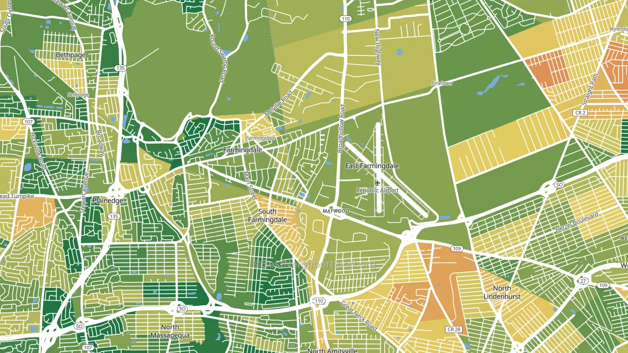 East Farmingdale, NY block-group voter-turnout map